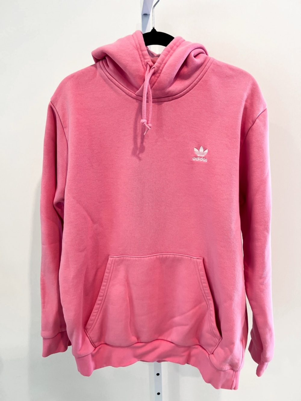 Adidas Essentials Bubblegum Pink Trefoil Hoodie Sweatshirt Mens Sz Large